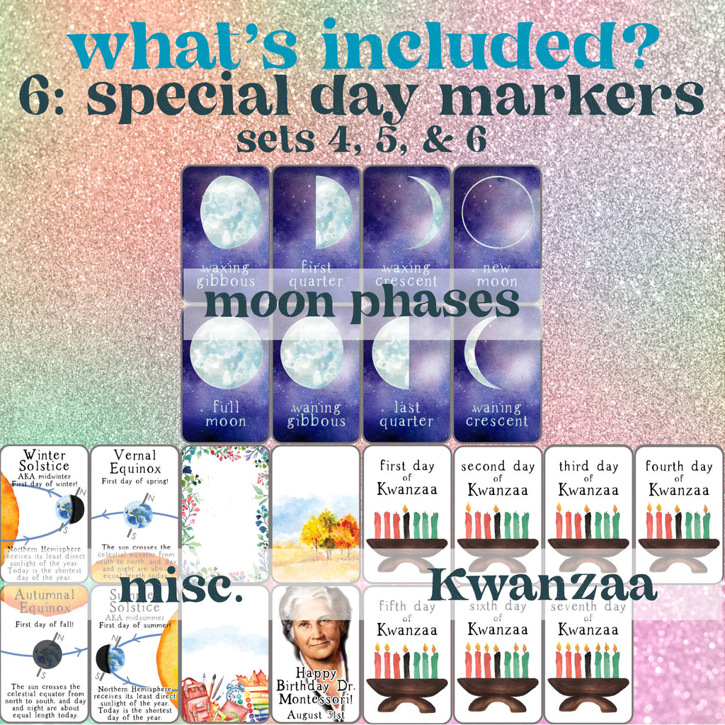 Lunar Phases Cards for Wall Calendar