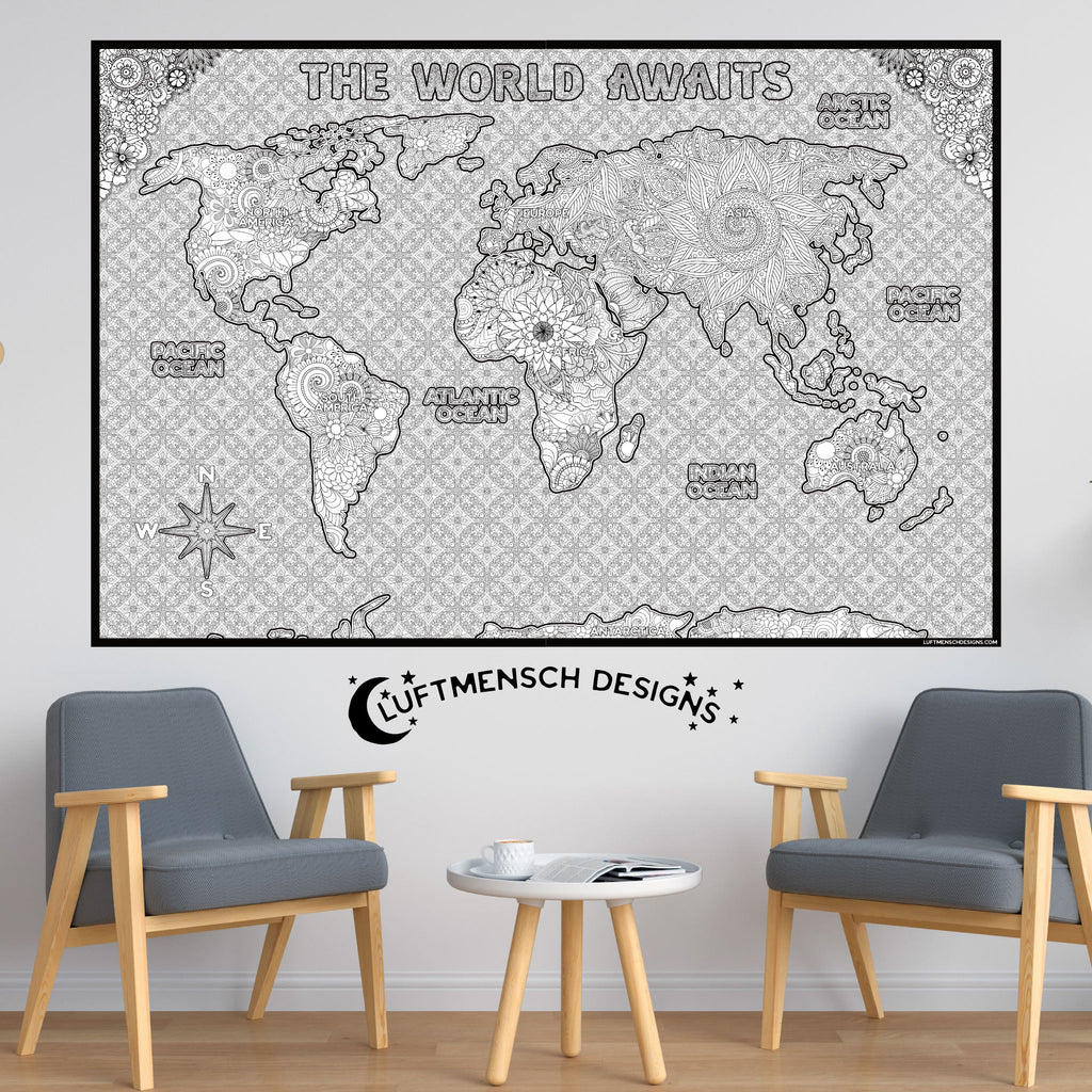 World Map Coloring Poster Sheet