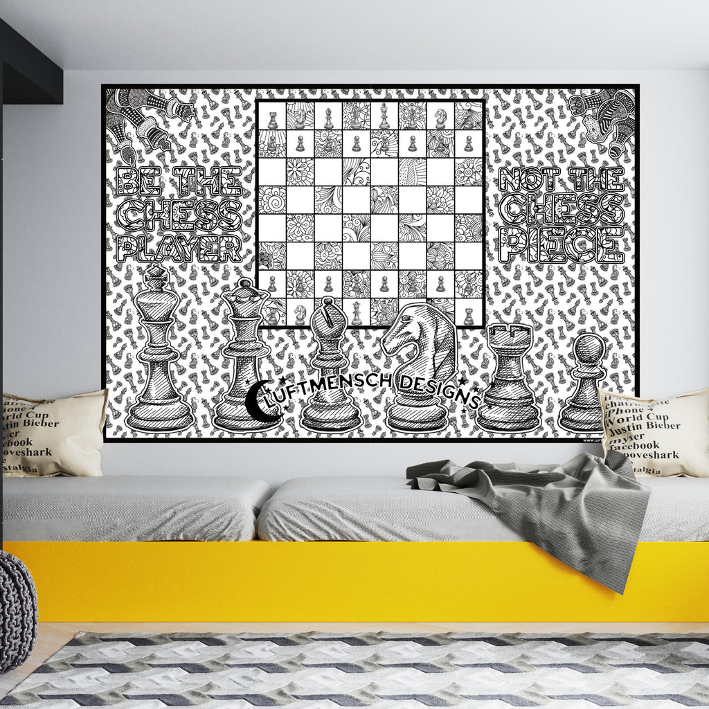 Giant chess coloring poster, gift for chess players