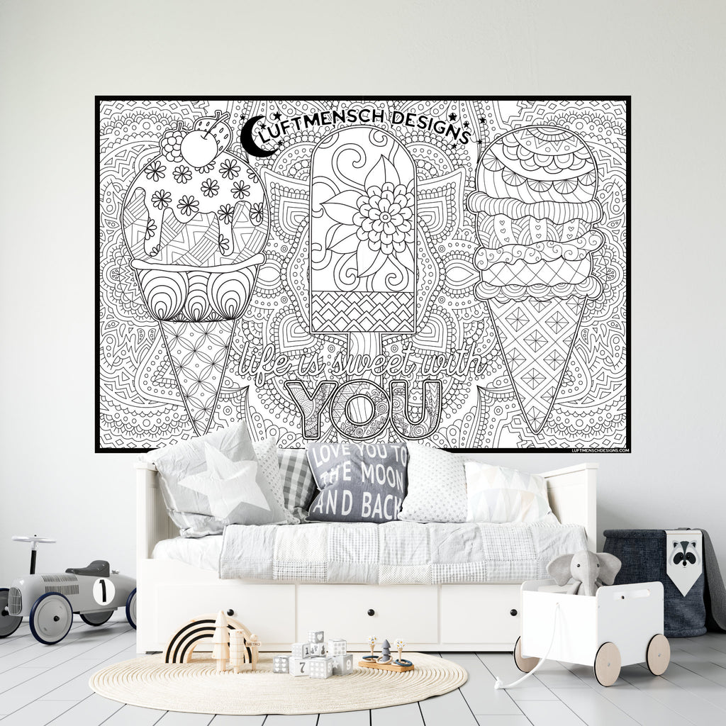 Ice Cream Coloring Poster