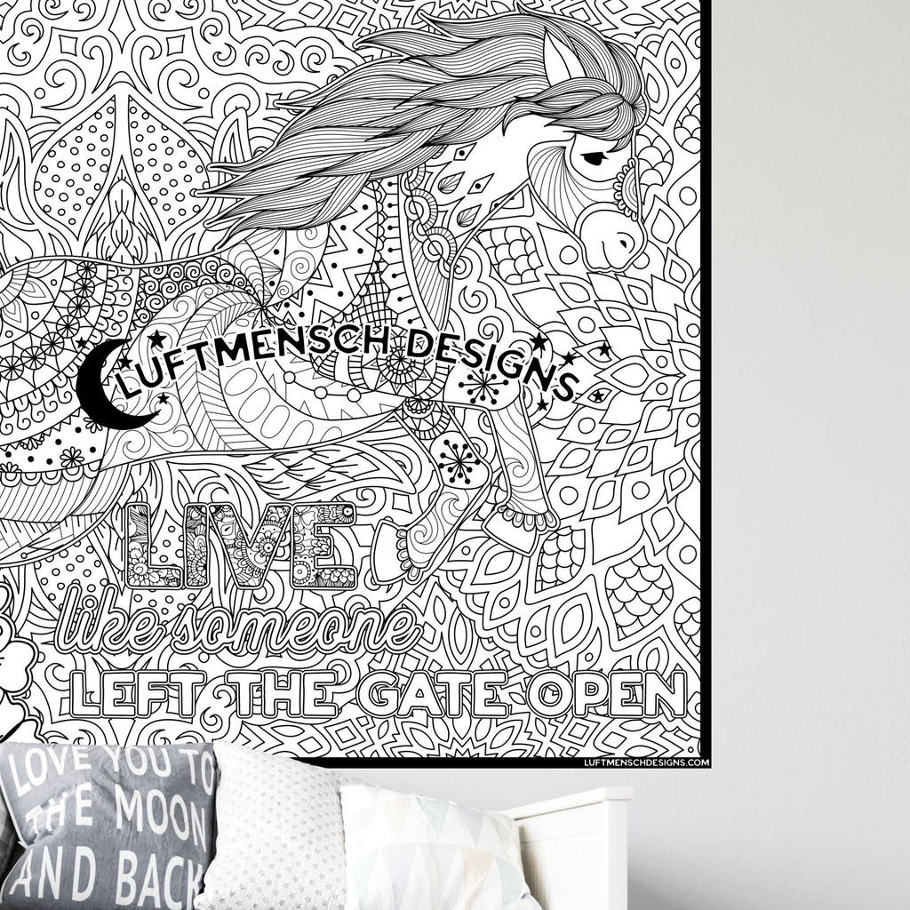 Motivational Horse Coloring Poster